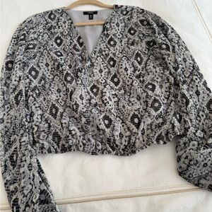 Aqua Black and Gray Patterned Blouse. Bloomingdale’s